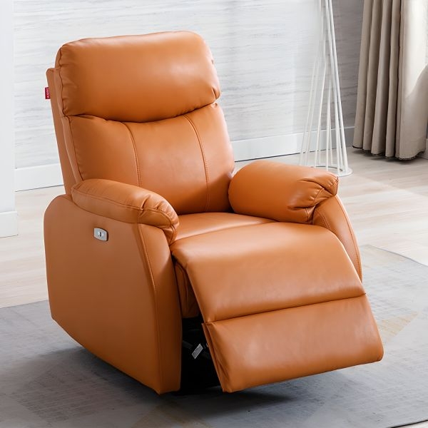 Power Recliner Chair with Built-in USB Port, Contemporary Leather-Like
