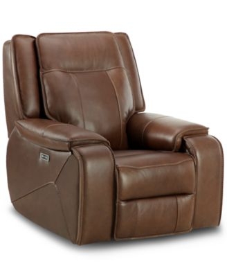 Power Recliner Chocolate Brown Segmented Back Side Controls