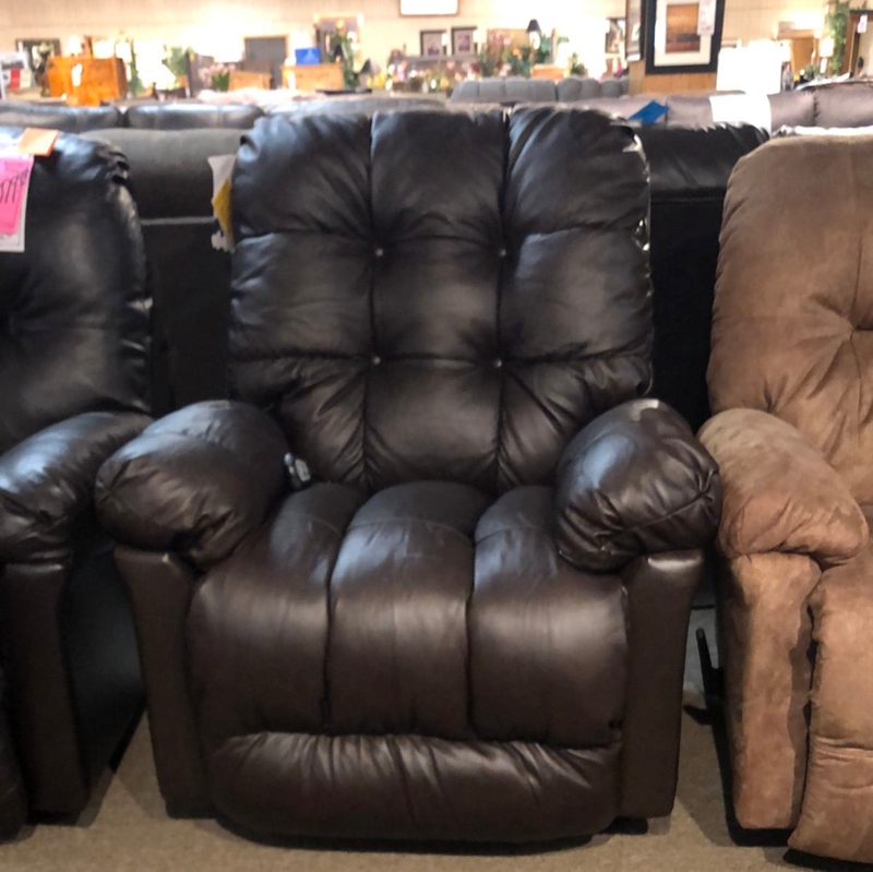 Power Recliner Dark Brown Tufted Back Overstuffed Pillow Arms