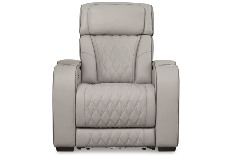 Power Recliner Diamond Quilting Leather-Like with Adjustable Headrest