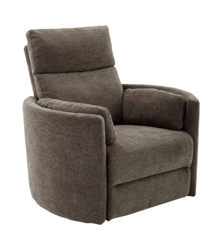 Power Recliner Earthy Brown Woven Texture High Back Track Arms