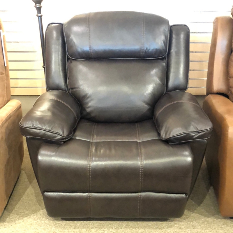 Power Recliner Espresso Tiered Back Contrast Stitching