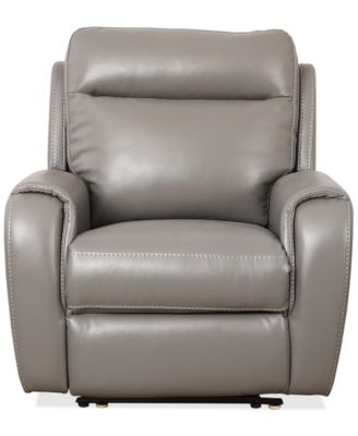 Power Recliner Grey Split Back Padded Track Arms Leather Look