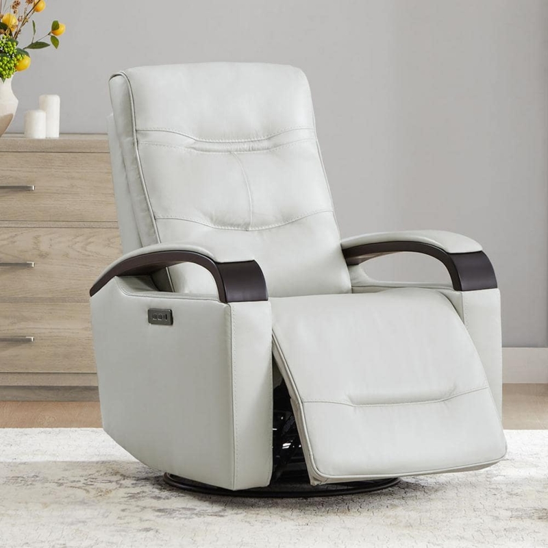 Power Recliner Leather-Like with USB Port and Wooden Armrests
