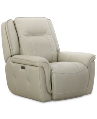 Power Recliner Light Grey Leather Look Split Back USB Port
