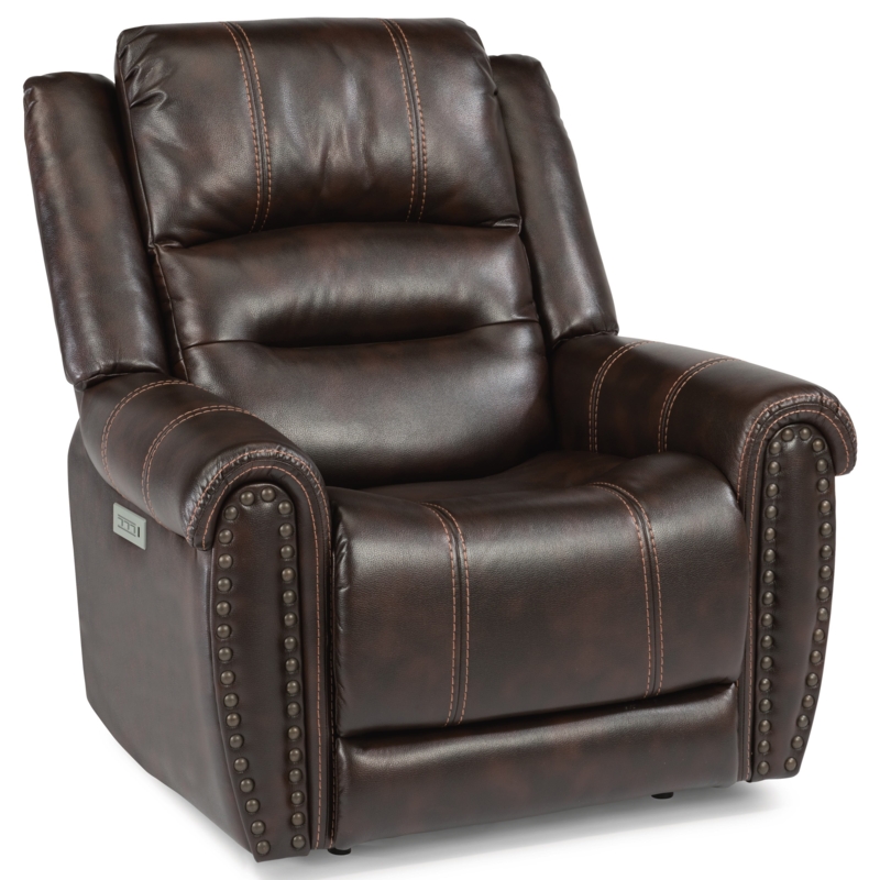 Power Recliner Nailhead Trim Dark Brown Traditional Reclining Chair