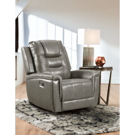 Power Recliner Slate Gray Mottled Leather Look Track Arms