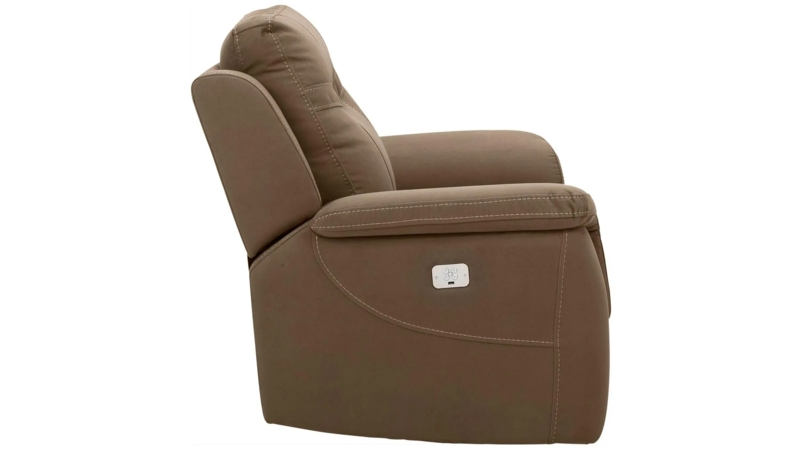 Power Recliner Tan USB Port Horizontal Channel Stitching