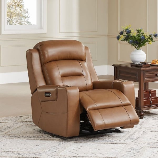 Power Recliner with Power Headrest and Cup Holders, Leather-Like