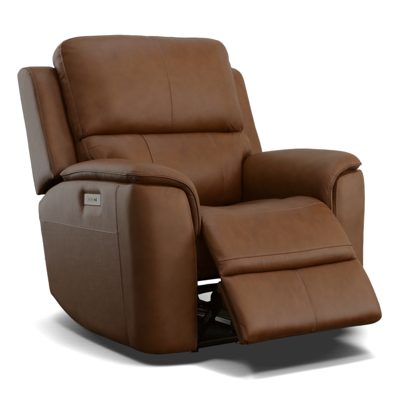 Power Recliner with Power Headrest and Tiered Lumbar Support, Caramel