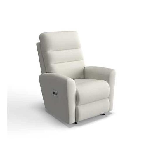 Power Recliner with Side Controls Cream Tiered Back Modern Design