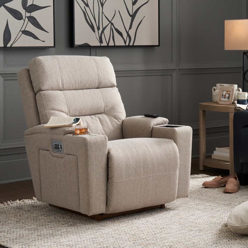 Power Recliner Woven Fabric Segmented Back Transitional Recliner Chair
