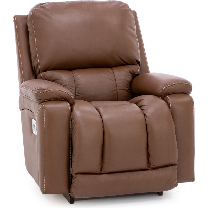 Power Rocker Recliner Brown Leather-Like Contrast Stitching Split-Back