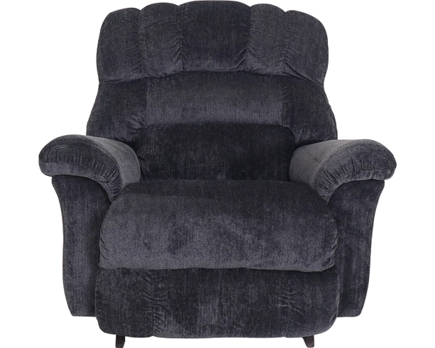 Power Rocker Recliner Charcoal Plush Fabric Segmented Backrest