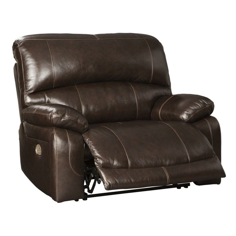 Power Rocker Recliner Contrast Stitching Dark Brown Leather-like