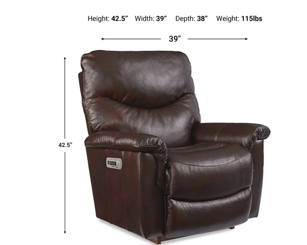 Power Rocker Recliner Walnut Leather-Like with Built-In Controls