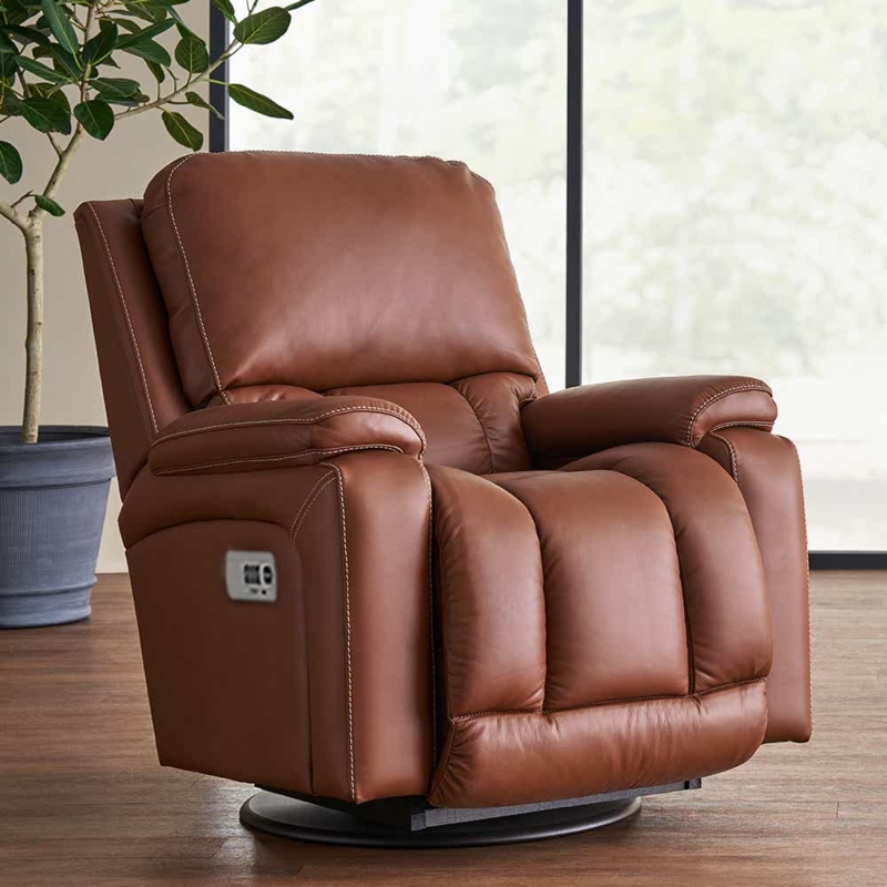 Power Rocking Recliner with Swivel Base and Contrast Stitching
