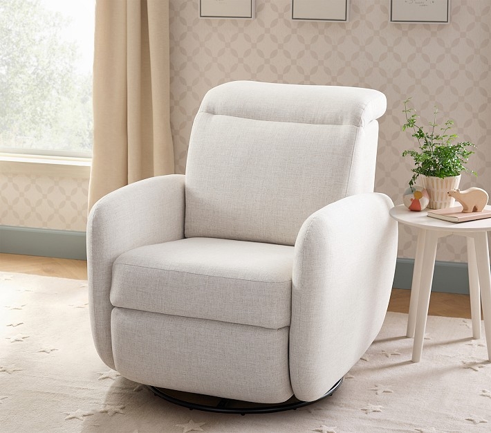 Power Swivel Glider Recliner in Dove Heathered Basketweave