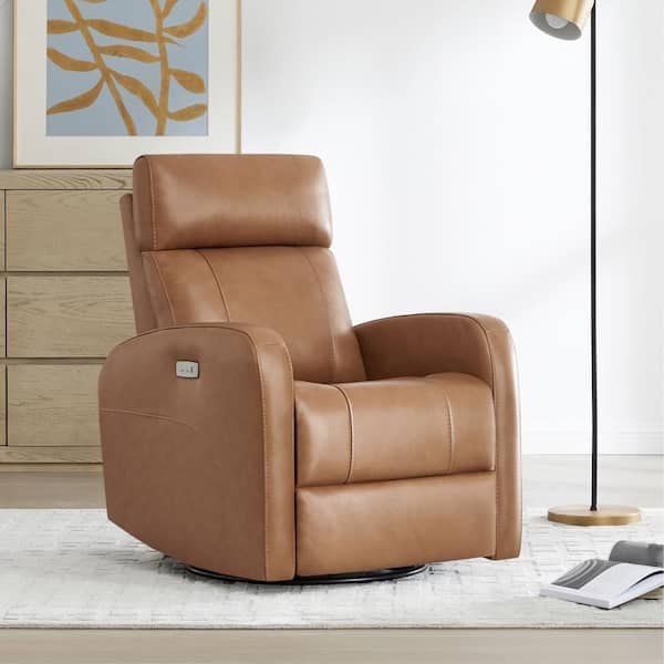 Power Swivel Glider Recliner Saddle Brown Double Backrest