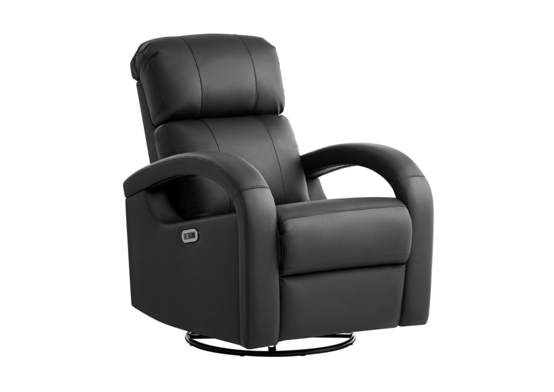 Power Swivel Recliner Curved Arms Leather Like Rocker Chair