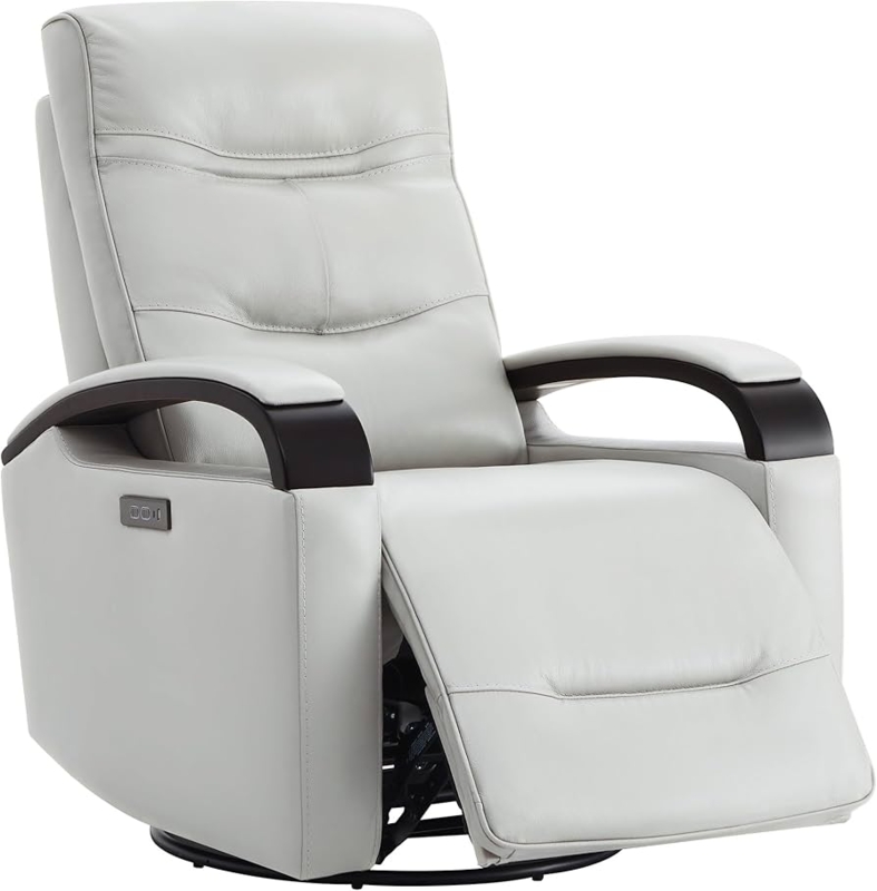 Power Swivel Recliner Mid Century Modern with Curved Wood Arms