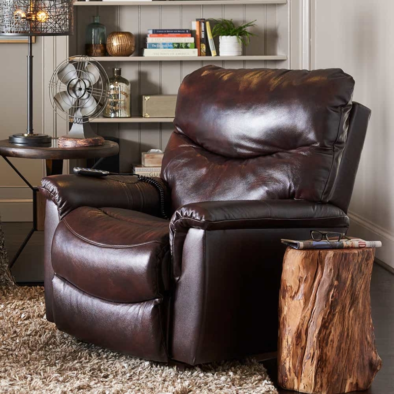 Power Wall Recliner Distressed Leather-Like Corded Remote Rustic Chair
