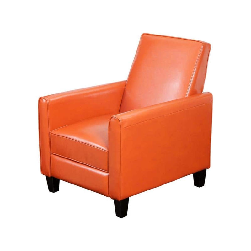 Push-Back Recliner Chair with Square Arm Silhouette, Burnt Orange