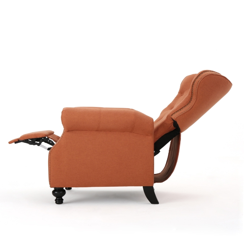 Pushback Manual Recliner Chair, Tufted Wingback, Rolled Arms, Orange - Bed  Bath & Beyond - 42925342
