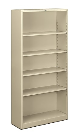 Putty Metal Bookcase with Five Adjustable Utilitarian Shelves