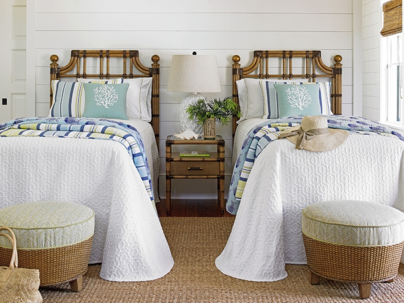 Rattan Twin Headboard Openwork Design Coastal Bedroom Tropical Style