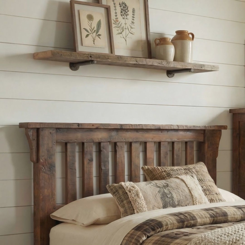 Reclaimed Barn Wood Rustic Headboard w/ Corbels