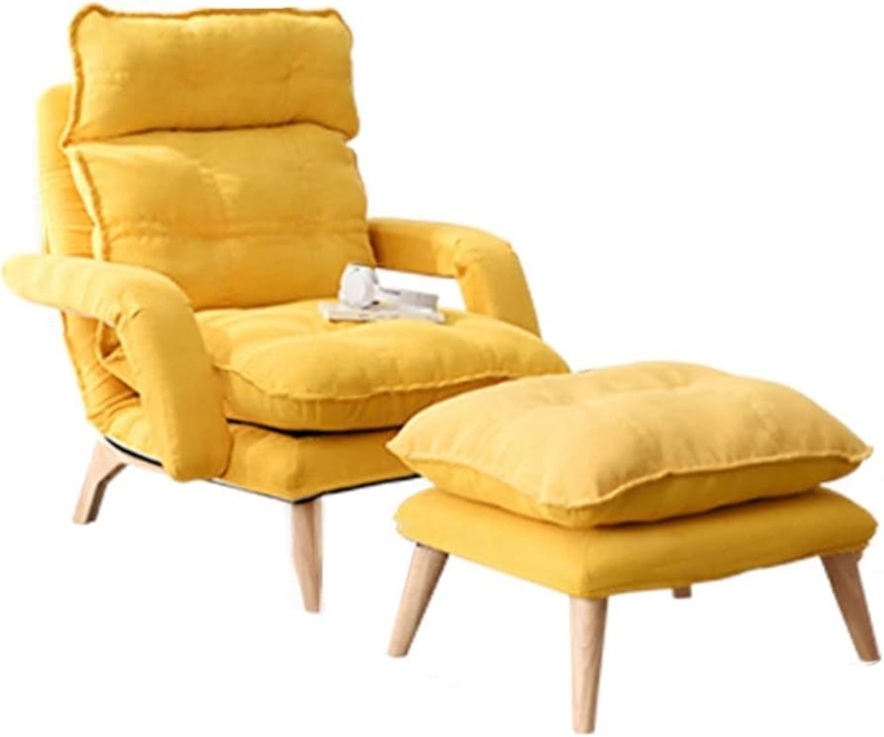 Recliner Armchair Vibrant Yellow Segmented Back Modern Lounge Set