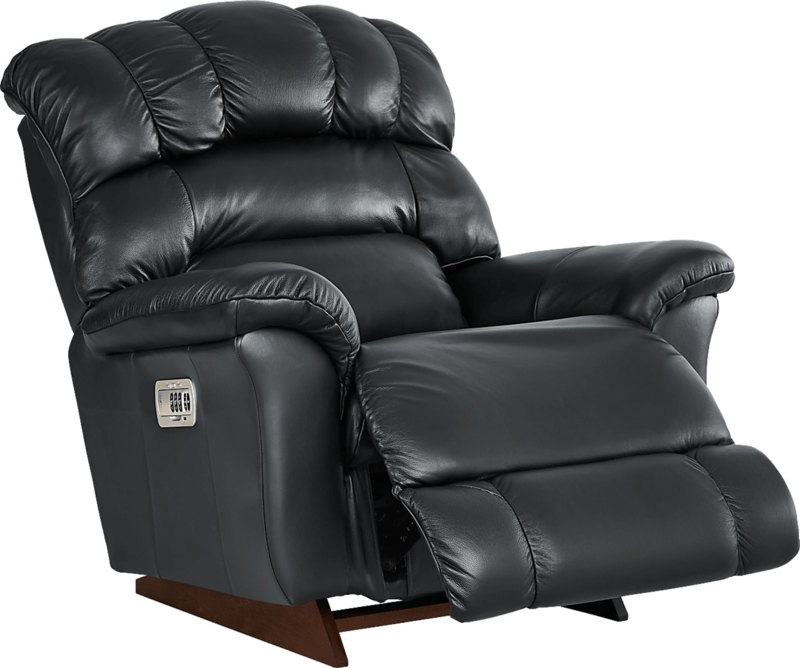 Recliner Black Power Channeled Cushioning Oversized Silhouette.