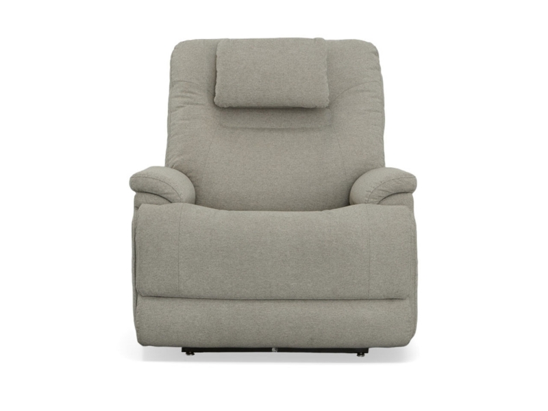 Recliner Chair Adjustable Headrest Grey Power Recliner Textured Fabric