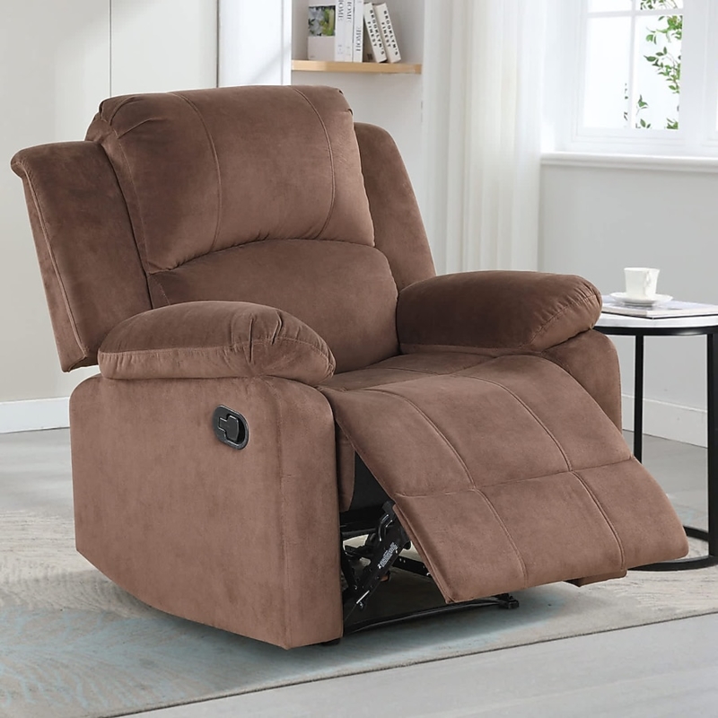Recliner Chair Button Tufted Charcoal Grey Tapered Legs Mid-Century Style