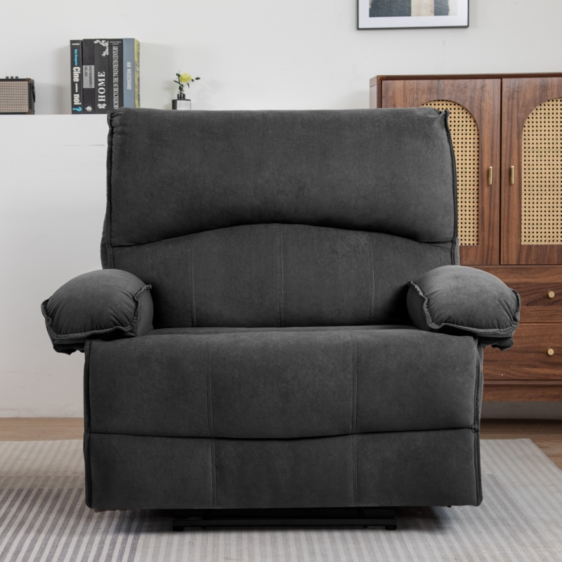 Recliner Chair Charcoal Gray Vertical Stitching Pillow Top Arms