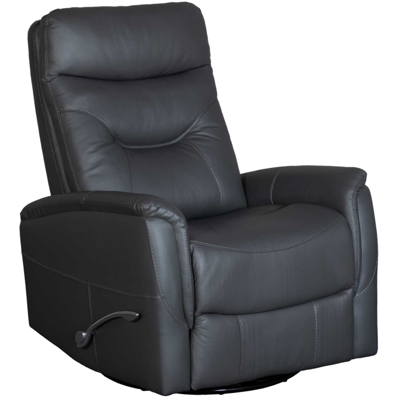 Recliner Chair Charcoal Leather-Like Swivel Rocker Manual Lever