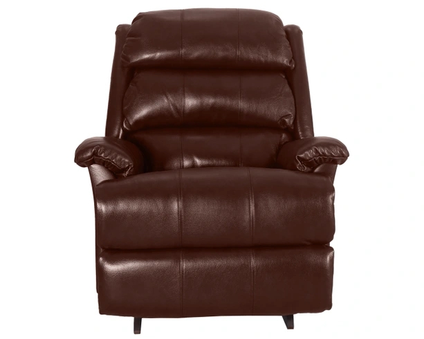 Recliner Chair Chestnut Brown Leather Like High Back Rocker