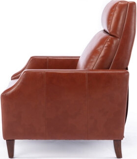Recliner Chair Cognac Leather Like Tapered Wooden Legs