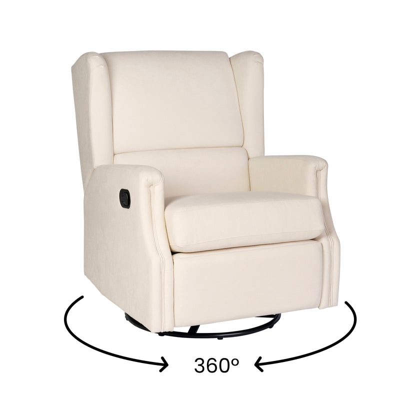 Recliner Chair Cream 360 Swivel Manual Lever Wingback Transitional