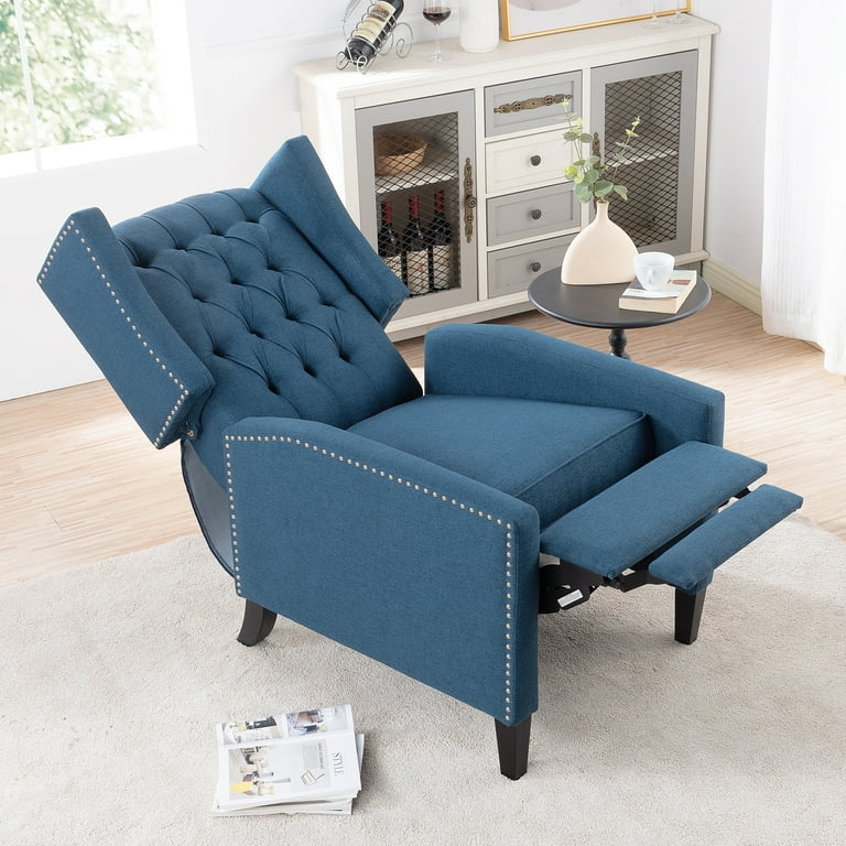 Recliner Chair, Diamond Button Tufting, Nailhead Trim, Extended Footrest