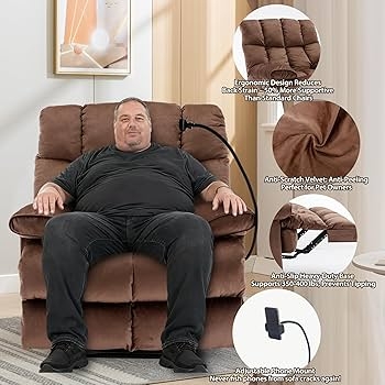 Recliner Chair Featuring Integrated Phone Mount and Heavy Duty Base