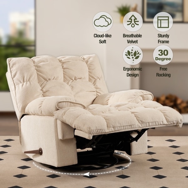 Recliner Chair Featuring Swivel Base and Oversized Plushness