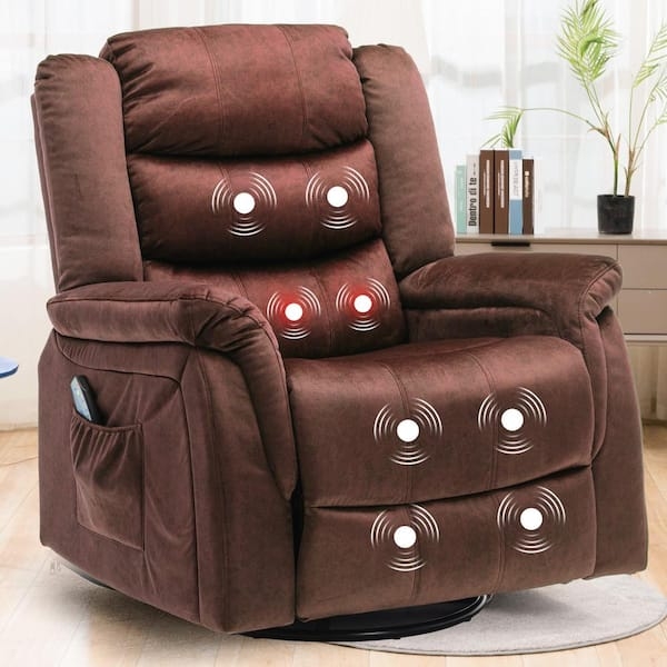 Recliner Chair, Heat And Massage, Microfiber, Swivel Rocker