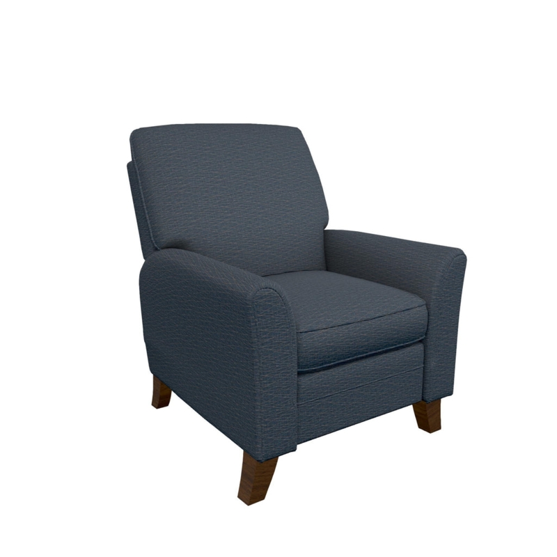 Recliner Chair High Leg with Tapered Wood Legs Indigo Woven Fabric