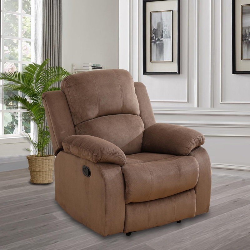 Recliner Chair in Corduroy Texture with Overstuffed Arms