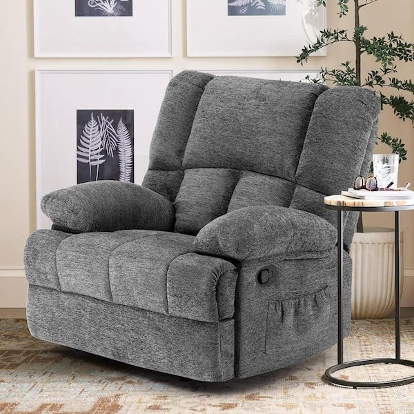 Recliner Chair in Limestone Grey Upholstery with Manual Recline Feature