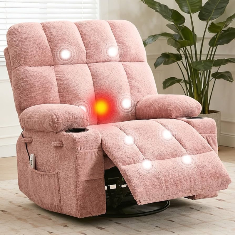 Recliner Chair Massage Heat Features Oversized Swivel Rocker