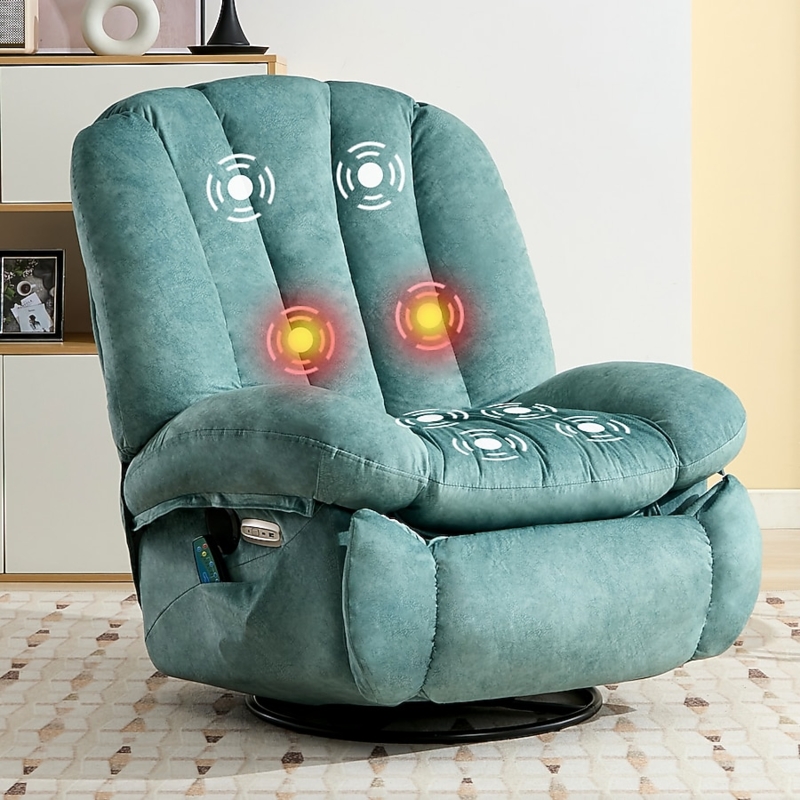 Recliner Chair Massage Heat Zones Channeled Back Chenille