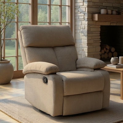 Recliner Chair Microfiber Manual Swivel Rocker with Overstuffed Arms